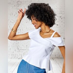 HFR Off‑Shoulder Peplum Top Medium NWOT | Statement Silhouette + Boutique